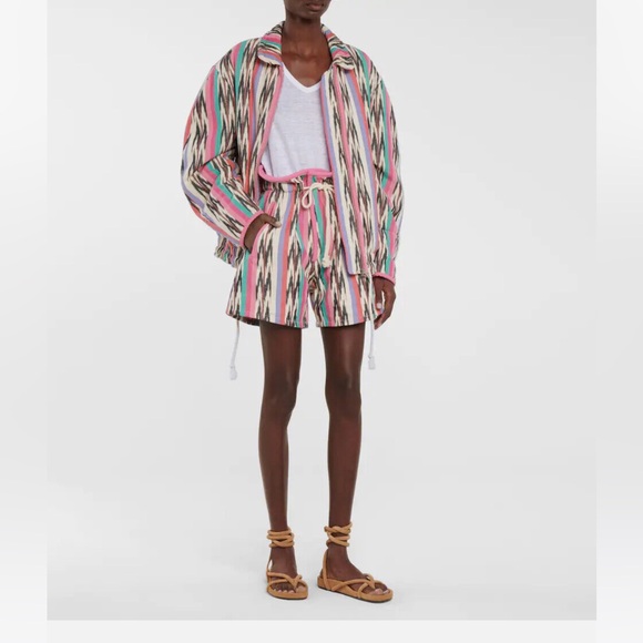 - ISABEL MARANT ÉTOILE Women’s Inima Jacquard Cotton Shorts Colorful Drawstring - Picture 1 of 6